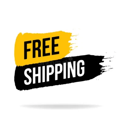 free shipping icon emblem logo brush stroke style vector flat illustration yellow black element design shops web 192683053